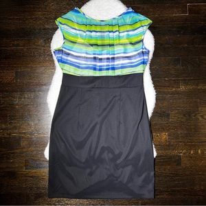 AB Studio Green and Black Sleeveless Cocktail Dress Size 14